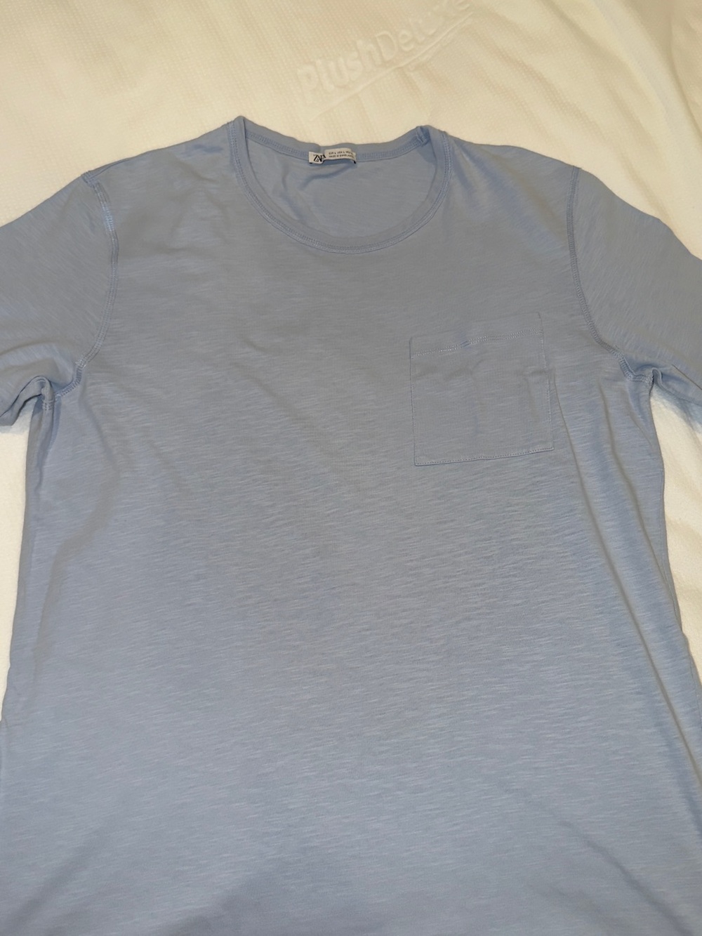 Zara Men's Light Blue Short Sleeve Pocket Tee